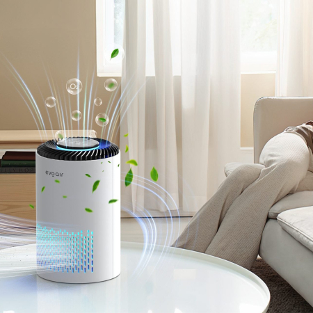 Purificator de aer Evoair Zuno, Filtru 3 in 1 True HEPA, Carbon Activ, Lampă UV, 3 viteze, Mod Noapte, Aromaterapie, Lumină Ambientală, Timer, Alb [7]