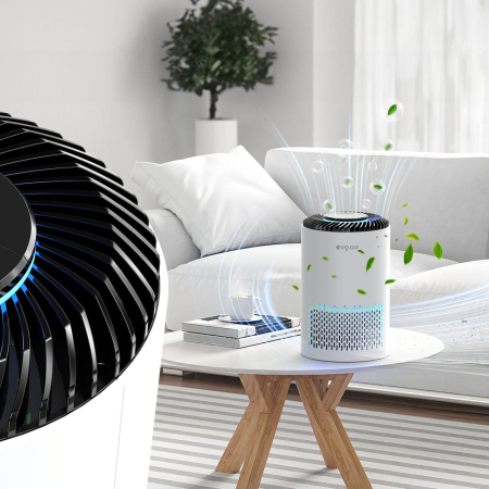 Purificator de aer Evoair Zuno, Filtru 3 in 1 True HEPA, Carbon Activ, Lampă UV, 3 viteze, Mod Noapte, Aromaterapie, Lumină Ambientală, Timer, Alb [6]