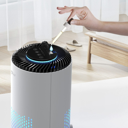 Purificator de aer Evoair Zuno, Filtru 3 in 1 True HEPA, Carbon Activ, Lampă UV, 3 viteze, Mod Noapte, Aromaterapie, Lumină Ambientală, Timer, Alb [5]