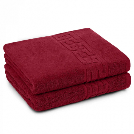 Set 2 Prosoape, Bumbac 100% - Set 2 Prosoape, Bumbac 100%, Model Grecesc, Bordo