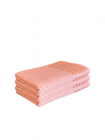PROSOAPE - Set 3 Prosoape de Baie din Bumbac 100%, Tip Jacquard, Corai