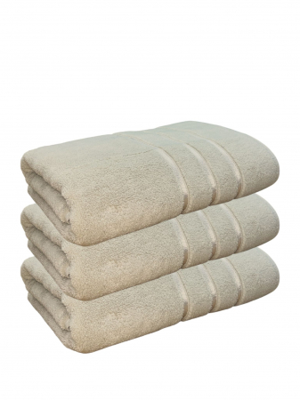 PROSOAPE - Set 3 Prosoape Baie din Microbumbac 100%, Ultra Pufos, Model Dungi Soft - Light Brown