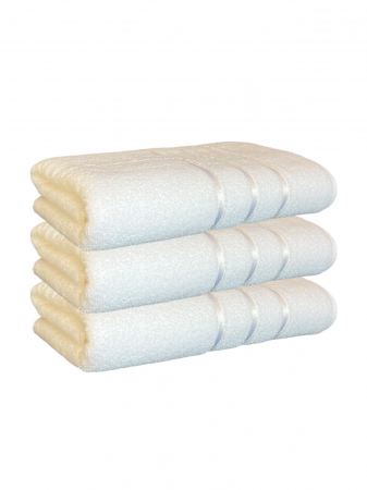 Prosop Baie, MicroBumbac 100%, Ultra Pufos - Set 3 Prosoape Baie din Microbumbac 100%, Ultra Pufos, Model Dungi Soft - Alb