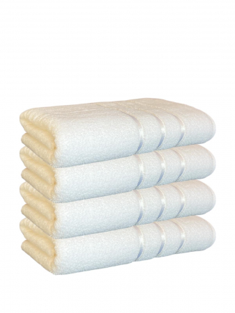 Prosop Baie, MicroBumbac 100%, Ultra Pufos - Set 4 Prosoape Baie din Microbumbac 100%, Ultra Pufos, Model Dungi Soft - Alb