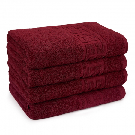 PROSOAPE - Set 4 Prosoape, Bumbac 100%, Model Grecesc, Bordo