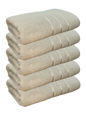 Prosop Baie, MicroBumbac 100%, Ultra Pufos - Set 5 Prosoape Baie din Microbumbac 100%, Ultra Pufos, Model Dungi Soft - Light Brown
