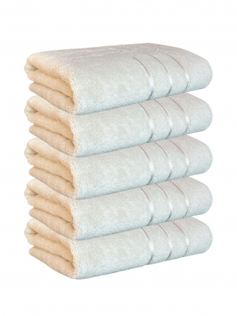 Prosop Baie, MicroBumbac 100%, Ultra Pufos - Set 5 Prosoape Baie din Microbumbac 100%, Ultra Pufos, Model Dungi Soft - Light Blue