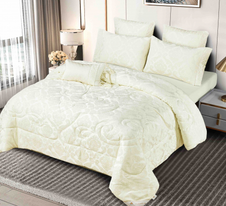 Set Cadou Luxury Jacquard Regal, 7 Piese, Cu Pilota Inclusa,Crem [2]