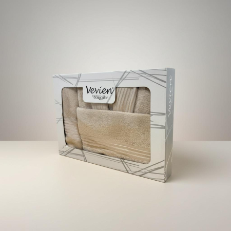 Set Halat de Baie Premium + 2 Prosoape, Bumbac 100%, Maro, Ambalat in Cutie Cadou [1]