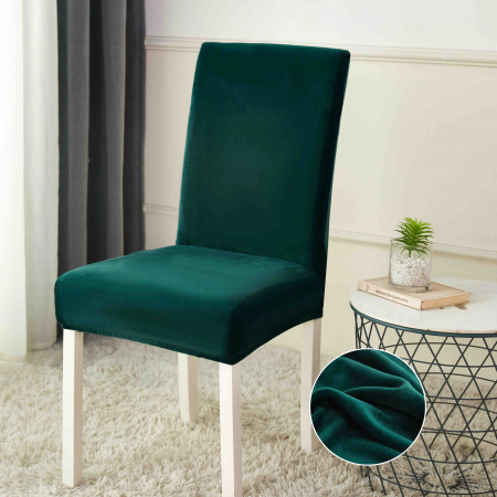 Huse scaune catifea 6 piese - Set Huse Scaune din Catifea 6 bucati, Verde