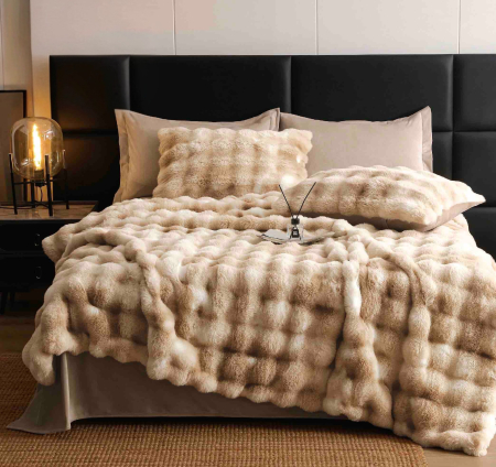 Set Lenjerie De Pat Blana Artificiala De Iepure, 6 Piese, 2 Persoane - Set Lenjerie De Pat Blana Artificiala De Iepure, 6 Piese, 2 Persoane