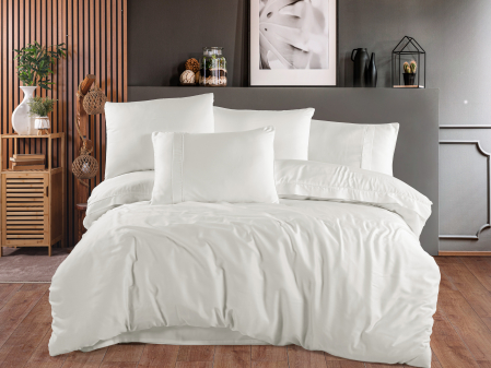 Lenjerii De Pat Premium Collection - Set Lenjerie de Pat Luxury Edition - Tencel 300 TC Satin - Crystal Crem