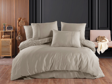 Lenjerii De Pat Premium Collection - Set Lenjerie de Pat Luxury Edition - Tencel 300 TC Satin - Titanyum Tas