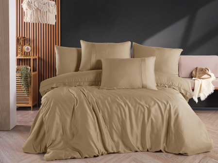 Lenjerii De Pat Premium Collection - Set Lenjerie de Pat Luxury Edition - Tencel 300 TC Satin - Gold Cappucino