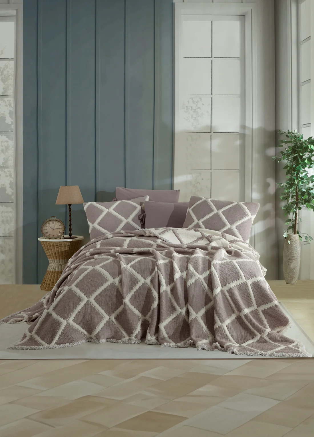 Lenjerii De Pat Premium Collection - dantela-vita-set-lenjerie-de-pat-si-cuvertura-pat-2-persoane-bumbac~casimi~p1