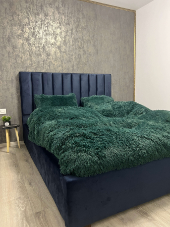 Set Lenjerie Super Pufoasa Cocolino, Model Fluffy, 6 piese, Pat 2 Persoane, VERDE INCHIS_JO [1]