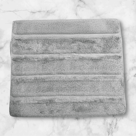 Set Premium Covoras de Baie, 2 Piese, 60x100 cm / 50x60 cm, Bumbac 100%, Serit Gri Deschis [1]