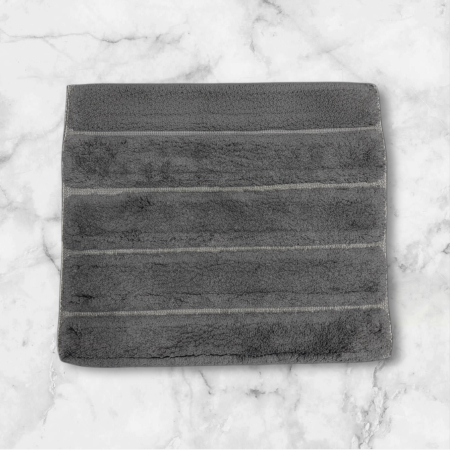 Set Premium Covoras de Baie, 2 Piese, 60x100 cm / 50x60 cm, Bumbac 100%, Serit Gri Inchis [1]