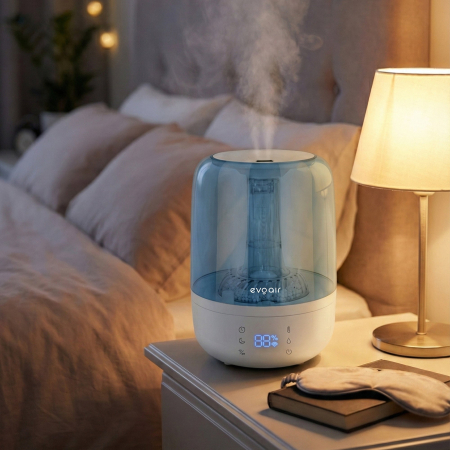Umidificator Evoair LUNO BLUE, Smart, Wifi, Rezervor 2.5LCapacitate de umidificare 150 ml/h, Senzor umiditate, Autonomie 16 ore, Indicator umiditate și temperatură, Alb&Albastru [1]