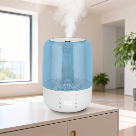 Umidificator Evoair LUNO BLUE, Smart, Wifi, Rezervor 2.5LCapacitate de umidificare 150 ml/h, Senzor umiditate, Autonomie 16 ore, Indicator umiditate și temperatură, Alb&Albastru [2]