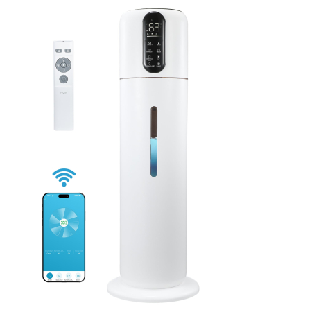 CALITATE AER - Umidificator Evoair STEAMIX8500 Smart, Wifi, Rezervor 8.5L, Capacitate de umidificare 300ml/h, Senzor umiditate, Mod Auto, Autonomie 28 ore, Lampă UVA, Aromaterapie, Indicator umiditate și temperatură