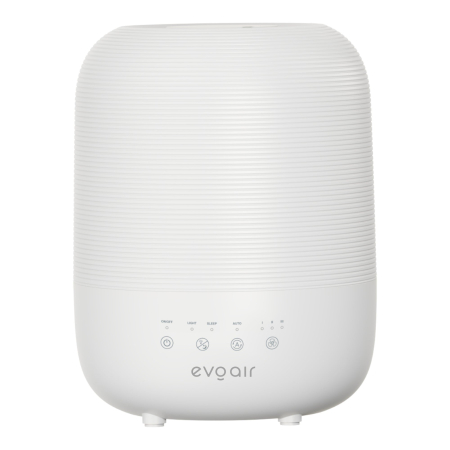 CALITATE AER - Umidificator Evoair UMIVA 3000 Rezorvor 3L, Capacitate de umidificare 300ml/h, Senzor umiditate, Mod Auto, Autonomie >8 ore, Indicator umiditate și temperatură, Alb