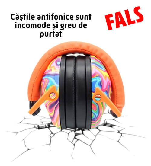 imagine casti antifonice si podeaua crapata, care inspira ca acestea ar fi grele si cuvantul fals in imagine