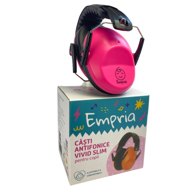 Casti antifonice pentru copii Vivid Slim, model ajustabil, Empria, Pink Pulse [7]
