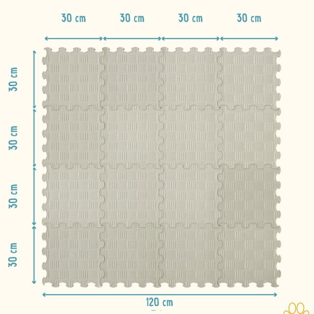 Covoras ortopedic, senzorial, set puzzle, 16 piese, model Sport Surface, Gri [4]