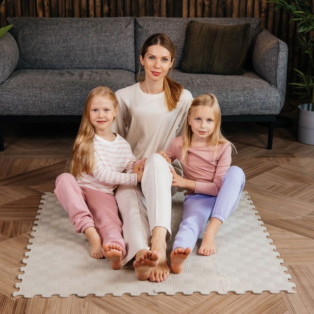 Covoras ortopedic, senzorial, set puzzle, 16 piese, model Sport Surface, Gri [10]