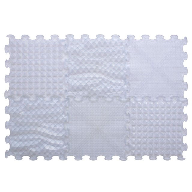 Covoras ortopedic, senzorial, set puzzle, 6 piese cu diferite texturi, ICE Relaxing Massage, transparent [2]