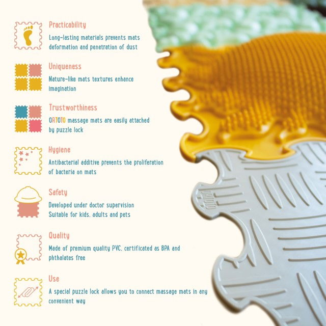 Covoras ortopedic, senzorial, set puzzle, 8 piese cu diferite texturi, Marco Polo [8]