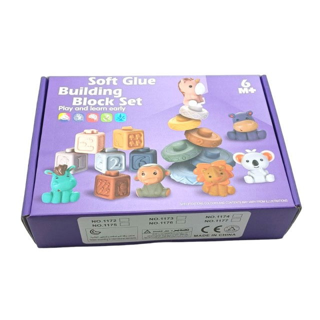 Jucarii cuburi de construit 3D din silicon pentru bebelusi, 13 cuburi si discuri conectabile, Empria [7]