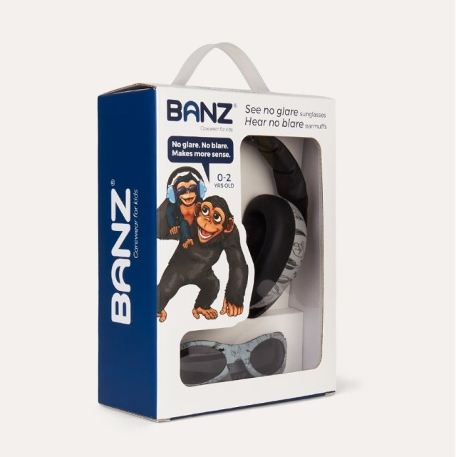 Pachet Combo, Casti Antifonice Banz bebe + Ochelari de Soare Protectie UV, 3 - 36 luni, Grafiti [18]