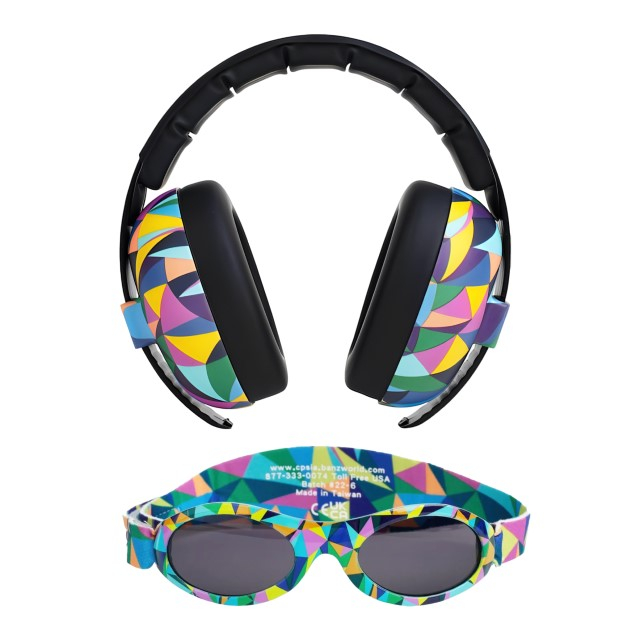 Pachet Combo, Casti Antifonice Banz bebelusi + Ochelari de Soare Protectie UV, 3 - 36 luni, Kaleidoscop [11]