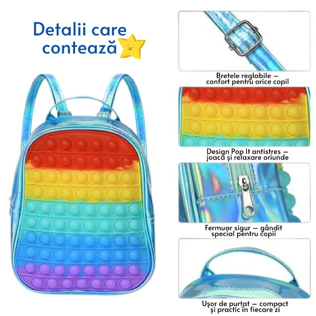 Rucsac ghiozdan prescolari, Empria, Pop It, Antistres, Rainbow [2]
