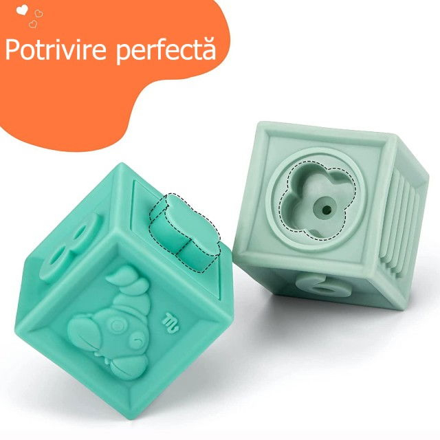 Set 12 cuburi de construit din silicon, jucarie educationala colorata, Empria, Cifre si Forme [13]