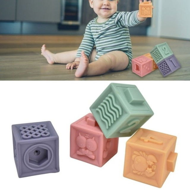 Set 4 cuburi de construit pentru copii, jucarie educationala colorata, Empria, cifre si forme [7]