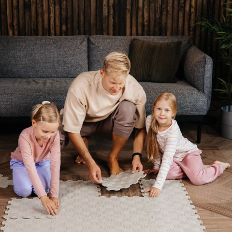 Jucarii senzoriale - Covoras ortopedic, senzorial, set puzzle, 16 piese, model Sport Surface, Gri