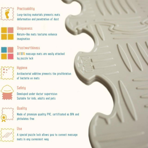 Covoras ortopedic, senzorial, set puzzle, 16 piese, model Sport Surface, Gri [5]