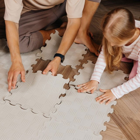 Covoras ortopedic, senzorial, set puzzle, 16 piese, model Sport Surface, Gri [2]