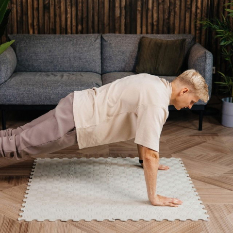 Covoras ortopedic, senzorial, set puzzle, 16 piese, model Sport Surface, Gri [6]