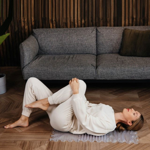 Covoras ortopedic, senzorial, set puzzle, 6 piese cu diferite texturi, ICE Relaxing Massage, transparent [5]