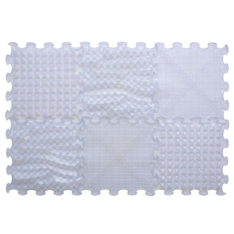 Jucarii senzoriale - Covoras ortopedic, senzorial, set puzzle, 6 piese cu diferite texturi, ICE Relaxing Massage, transparent
