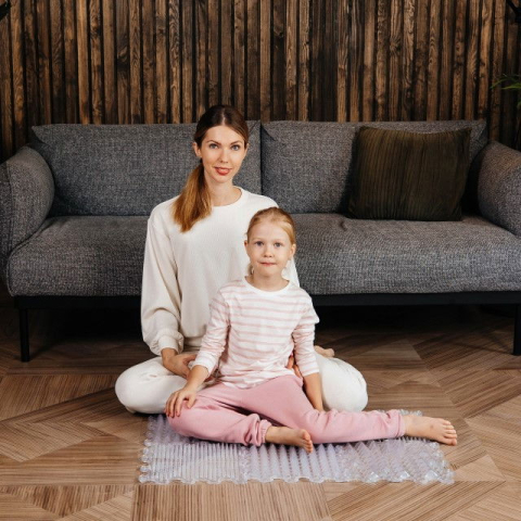 Covoras ortopedic, senzorial, set puzzle, 6 piese cu diferite texturi, ICE Relaxing Massage, transparent [2]