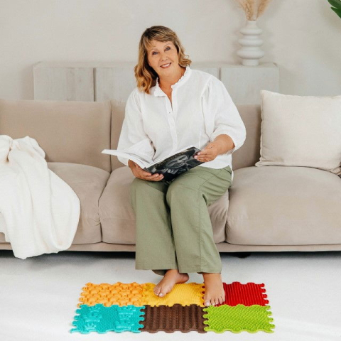 Covoras ortopedic, senzorial, set puzzle, 6 piese cu diferite texturi, Sunshine Garden [4]