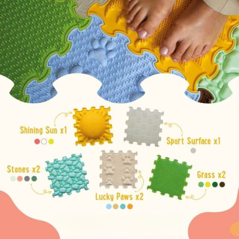 Covoras ortopedic, senzorial, set puzzle, 8 piese cu diferite texturi, Marco Polo [8]