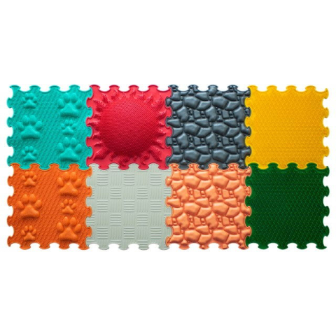 Covoras ortopedic, senzorial, set puzzle, 8 piese cu diferite texturi, Marco Polo [3]