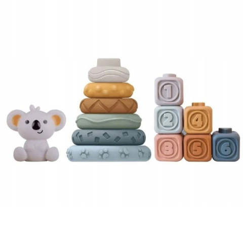 Jucarii cuburi de construit 3D din silicon pentru bebelusi, 13 cuburi si discuri conectabile, Empria [11]