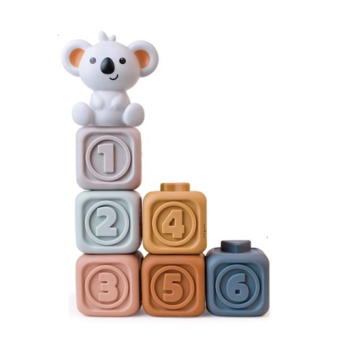 Jucarii cuburi de construit 3D din silicon pentru bebelusi, 13 cuburi si discuri conectabile, Empria [9]